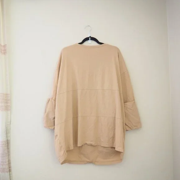 * Zara Oversized Tan Shirt Dress w/ Button Sleeves sz S - Picture 5 of 5